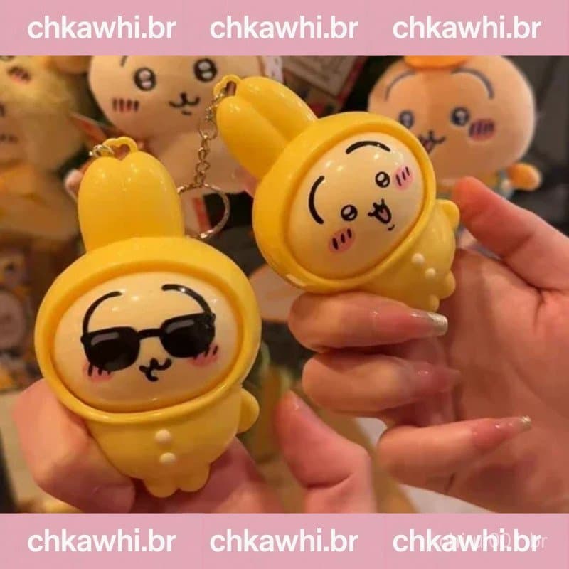 Chiikawa Chaveiro Criativo Bonito Pijamas Usagi Crianças Descompressão Rosto Mudando Brinquedo Pingente Divertido Chavei