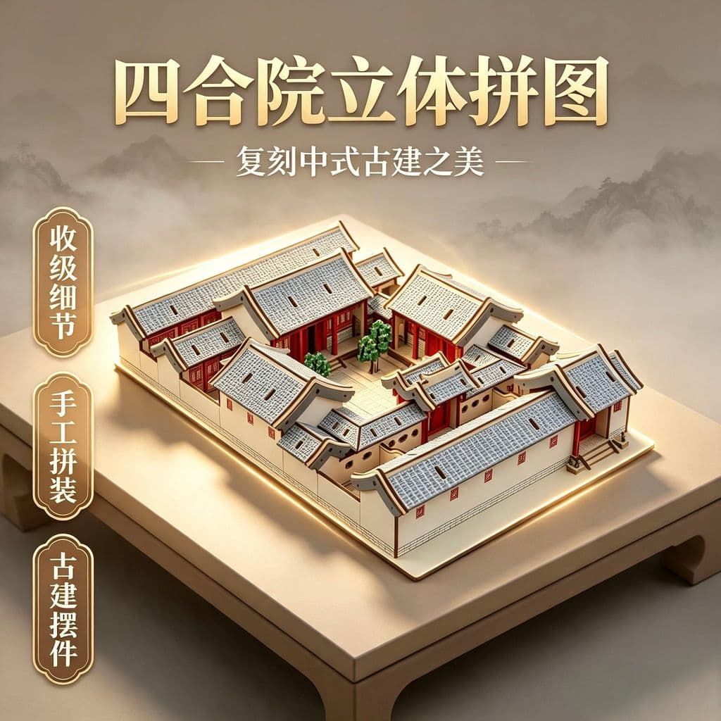 Novo genuíno montado à mão quatro-Heyuan tridimensional quebra-cabeça modelo de construção quebra-cabeça Desktop antigo
