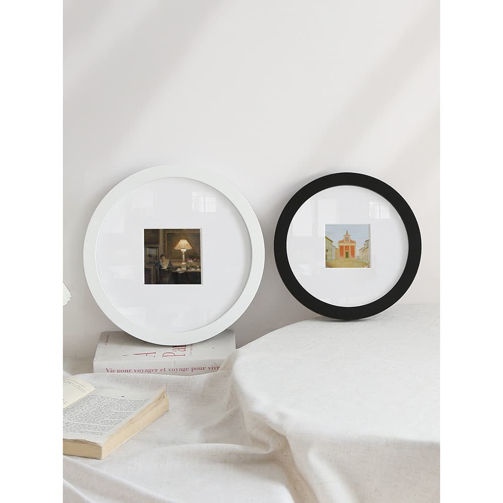 Moldura redonda para foto, suspensão de parede, simples, moderna, nórdica, estilo chinês, redonda, pintura a óleo, borda