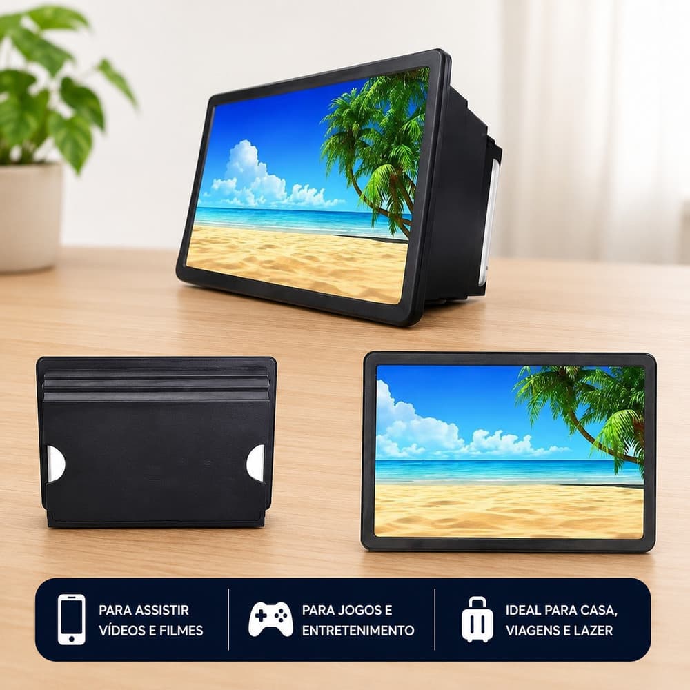 Ampliadora Lente De Aumento Tela 3d Suporte Tablet Zoom Celular