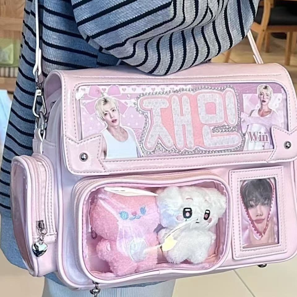 Mochila Itabag Feminina Transparente Porta Lightstick Bolsa Escolar Grande Casual Impermeável