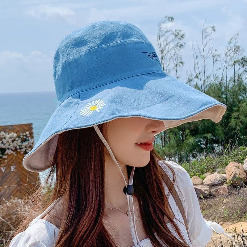 Novas senhoras margarida chapéu de sol protetor solar estilo ocidental capa rosto pára-sol balde chapéu primavera verão
