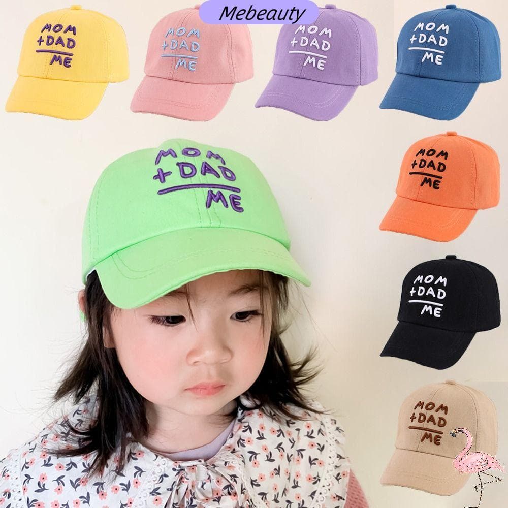 Boné Infantil , MOM + Pai = ME Bonés De Beisebol Bordados Fofos , Chapéus Infantis Ajustáveis