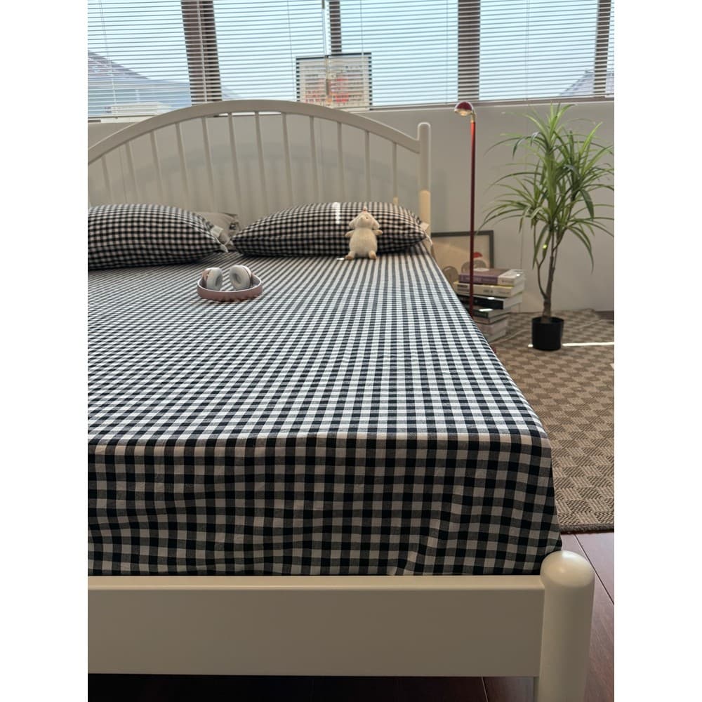 Simples xadrez algodão lavado algodão Simmons colchão capa protetora lençol de cama capa de colchão de peça única 1.5m q