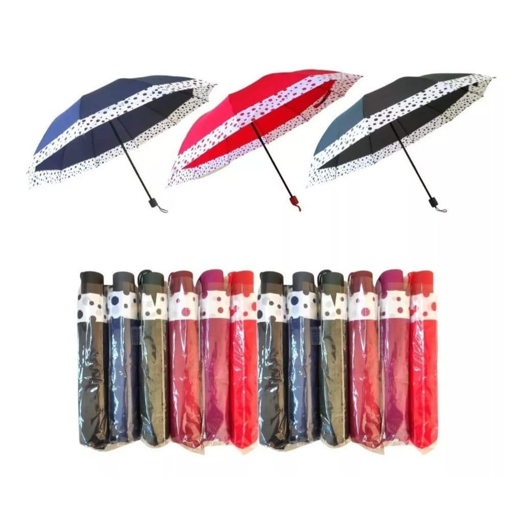 雨伞M068  Sombrinh Grande Guarda Chuva 10 Varetas Bolinha Dobrável Abertura e fechamento manual Masculina Feminina
