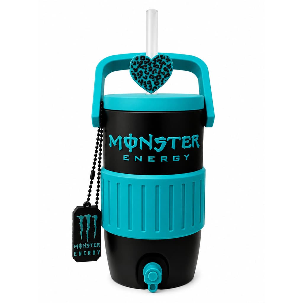 Porta Lata Coller Térmico 473ml Estilo Monster Bally + Canudo + Coração + Abridor