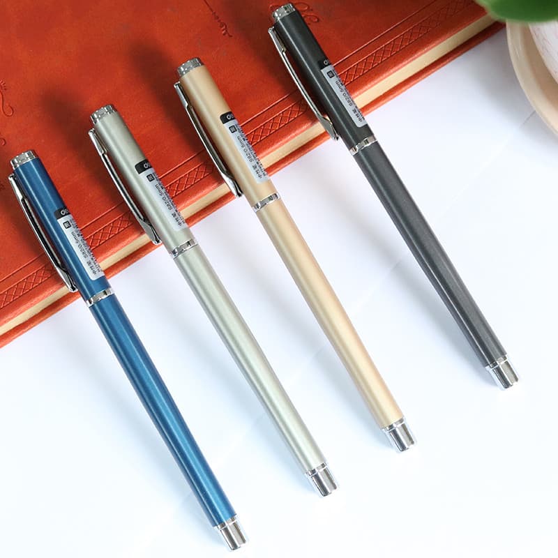 Deli S82 Metal negócios Gel caneta assinatura masculino feminino estudante escritório caneta carbono haste fina caneta f