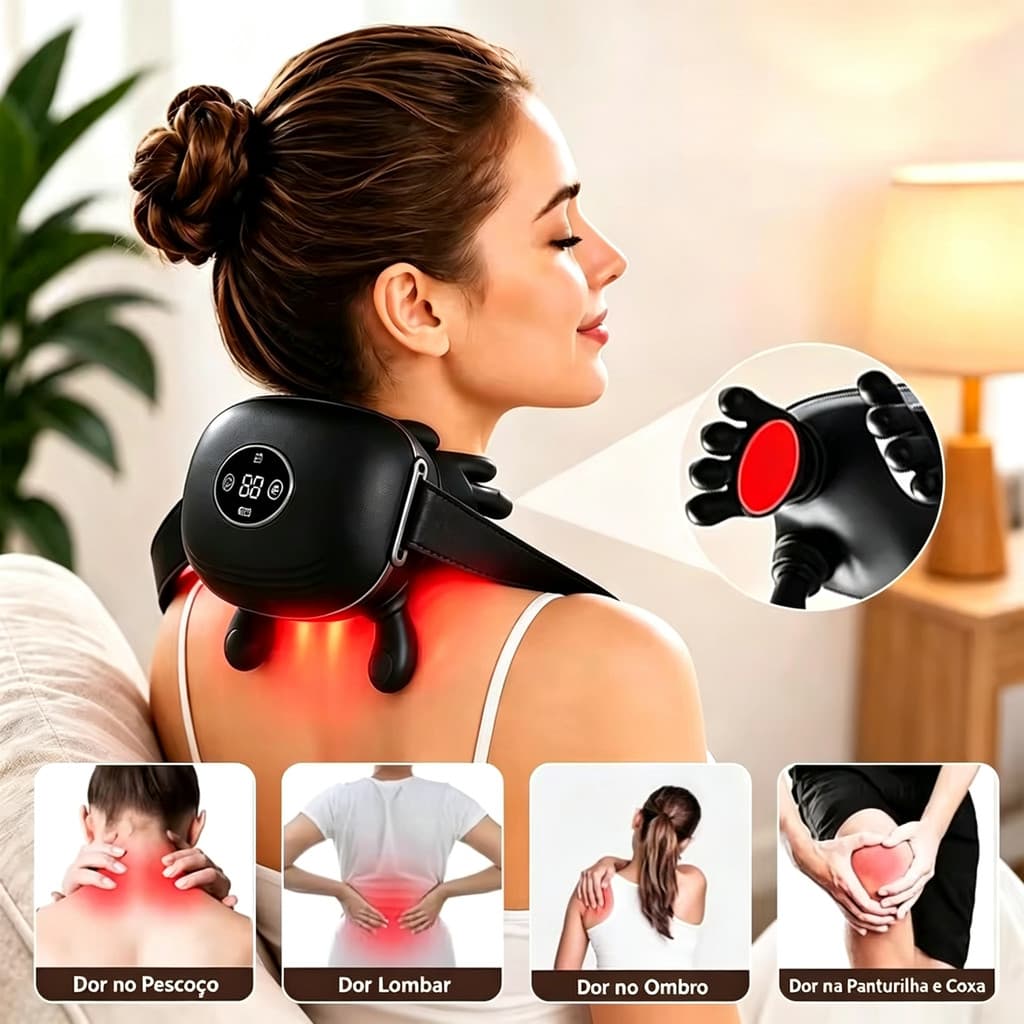 Dedos Biônicos Pescoço Ombro Massageador USB Recarregável Elétrico Amassar Cintura Cervical Perna Massagem Alívio Da Dor