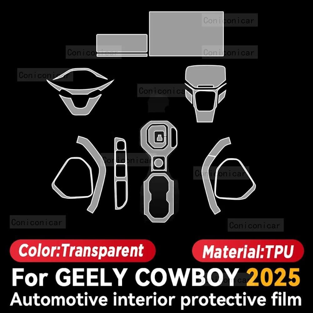 Para GEELY COWBOY 2025 Proteção Interior Do Carro Anti-Risco TPU Filme Instrumento Controle Central Acessórios De Navega