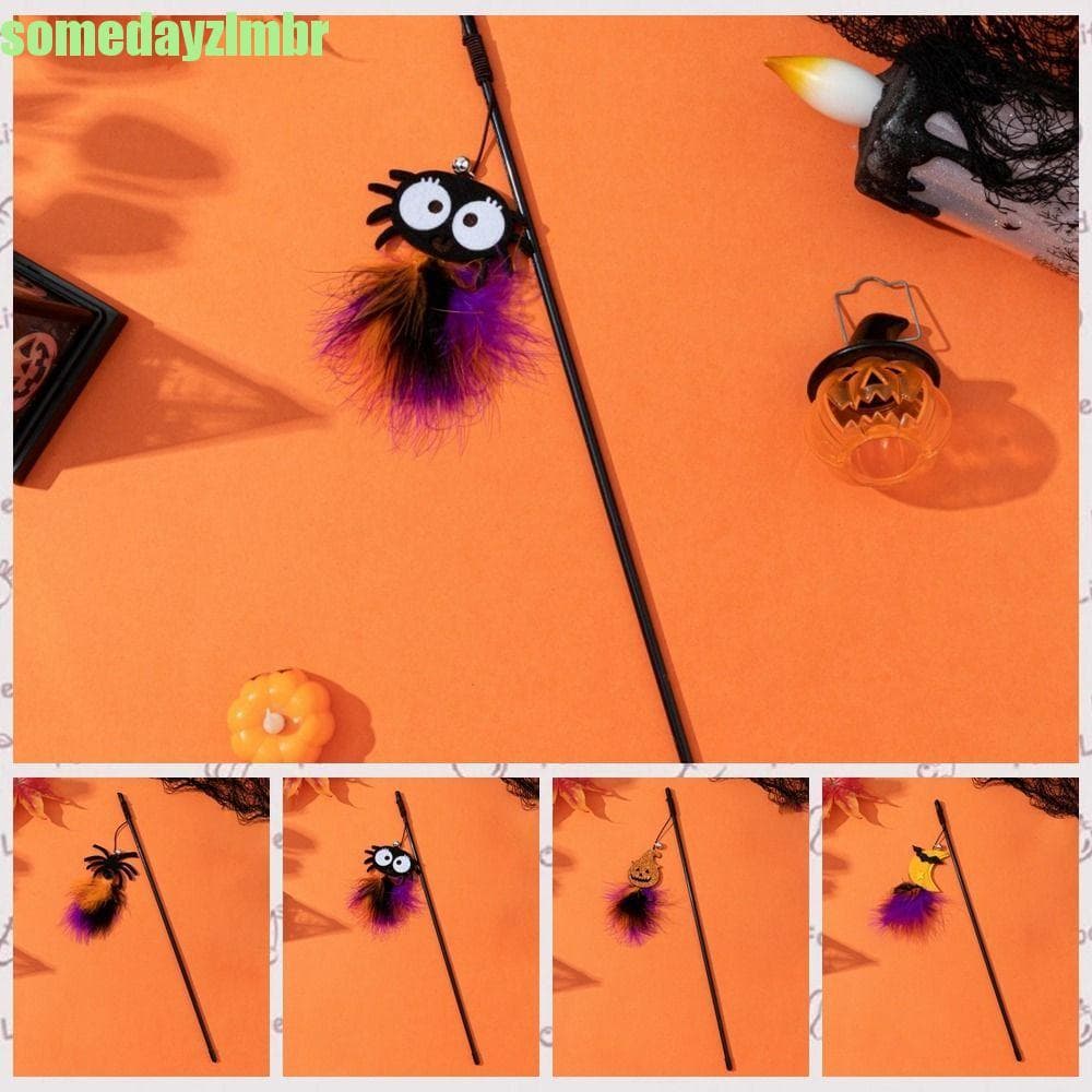 SOMEDAYZL0M Halloween Cat Teaser Stick , Pelúcia Com Sinos Brinquedo De Varinha De Gato , Decorativa De Penas Para Gatos