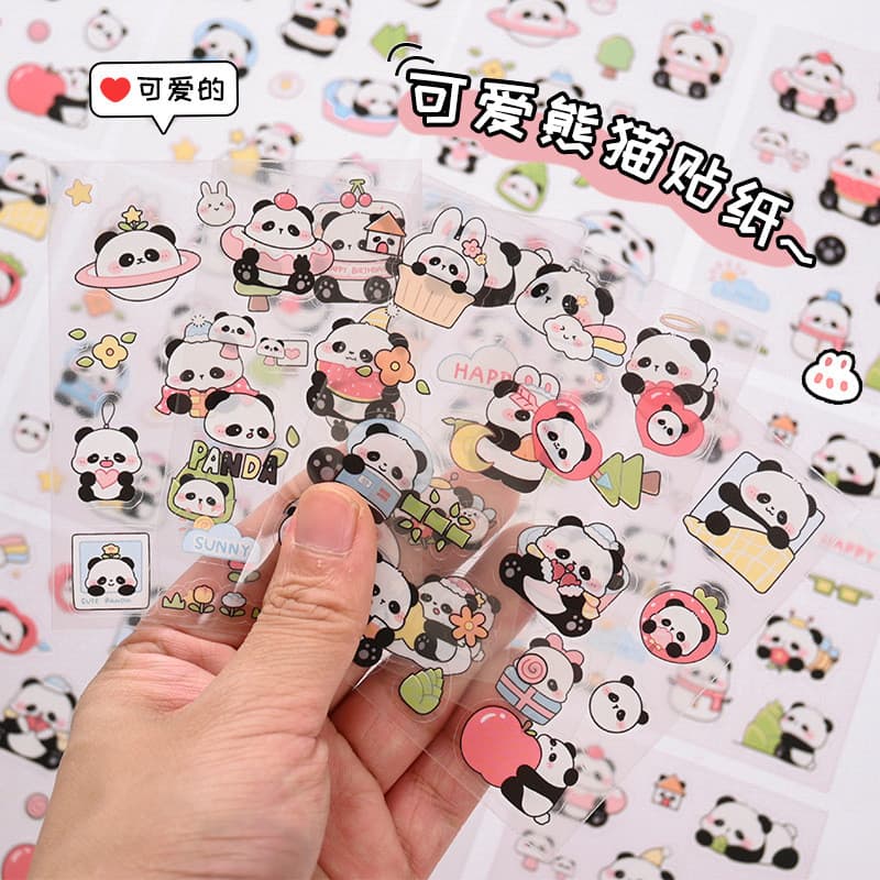 Adesivo de Panda fofo diy Manual Material Prêmio de recompensa de estudante Presente para animais de estimação Cartão Go
