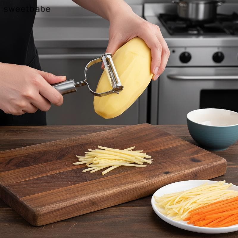 Descascador de Vegetais de Dupla Função Em Aço Inoxidável , E Julienne , Ferramenta Portátil Para Casa , Cozinha , Viage