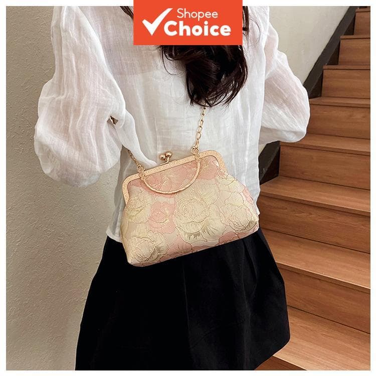 Bolsa de mão estilo chinês de grande capacidade com design de concha 2026 | Bolsa tiracolo e a tiracolo retrô moderna