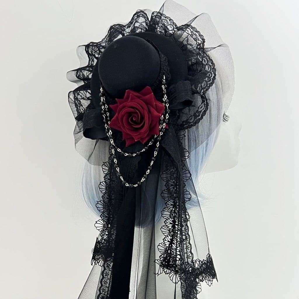 Série escura Lolita gótico rosa cartola acessórios para cabelo Halloween cos foto decoração adereços
