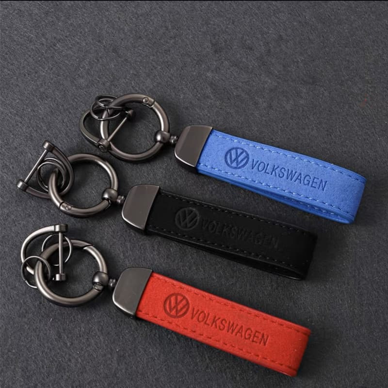 Chaveiro de carro em couro, acessórios de metal para VW Volkswagen Golf Polo Passat Touran Jetta
