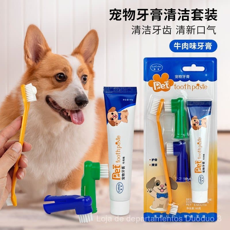 Conjunto de pasta de dentes para animais de estimação, conjunto de escovas de dentes para cães, cuidados dentários para
