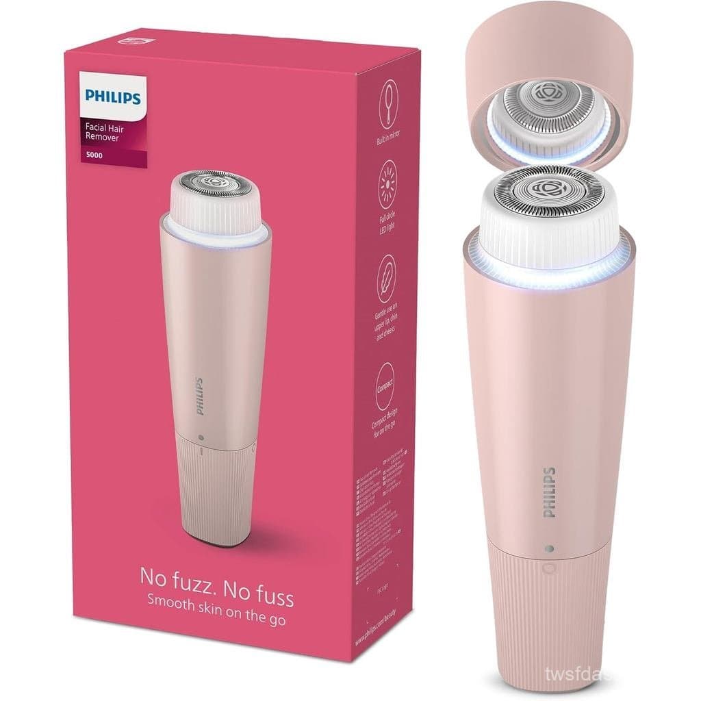 O removedor de pelos faciais Philips 5000 Series, um removedor de pelos pessoal para mulheres, possui um design sem fio,