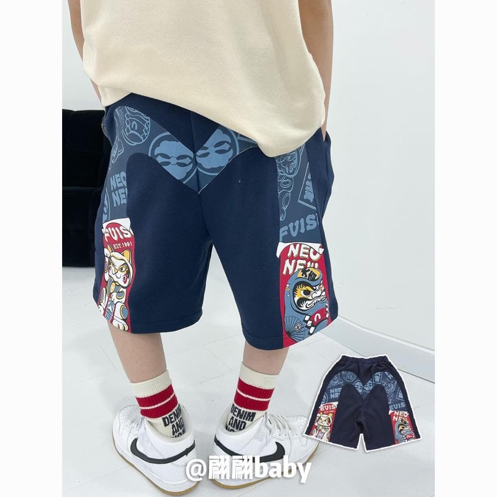 Meninos shorts 2024 médio grande crianças impresso shorts crianças calças cortadas bebê calças médias estilo japonês