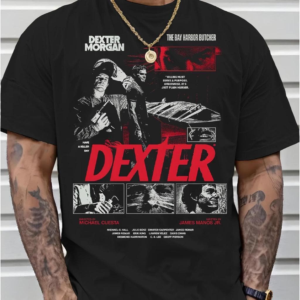 Camiseta Masculina Série Suspense Crime Estampada Streetwear Premium DEXTER