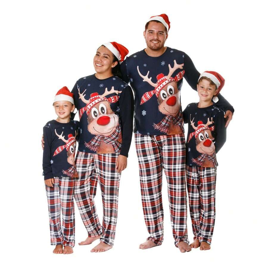 Natal Animal impressão pai-filho roupas família pijamas pronto estoque pai-filho roupas outono