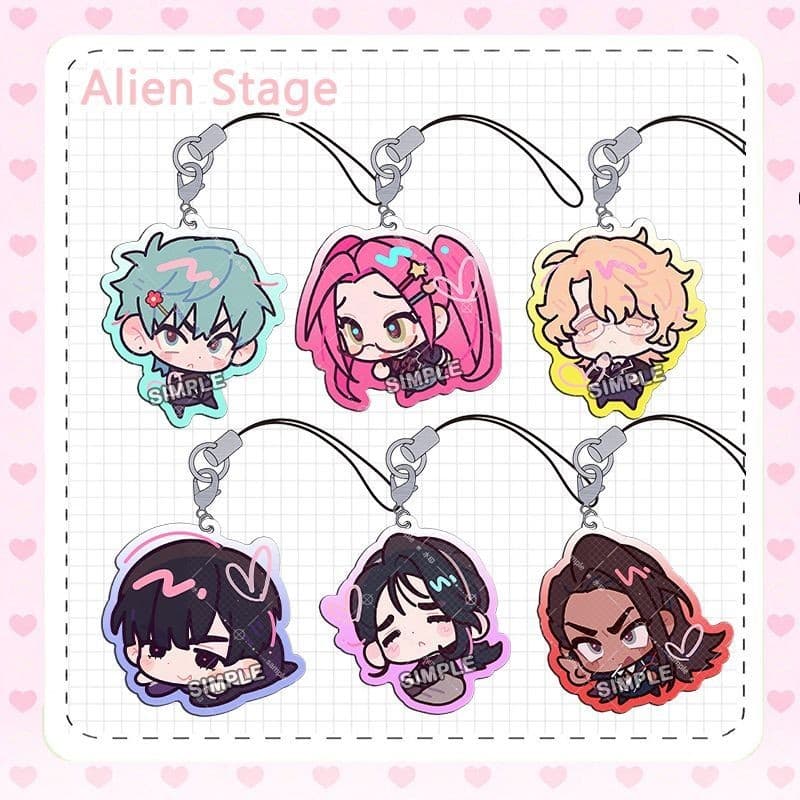 6 Pçs/Set Alien Stage TV Cartoon Cordão Para Celular Mizi Sua Até Ivan Hyuna Luka Correias De Telefone Chaveiro Bolsas P