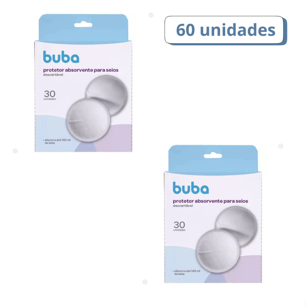 Kit 2 Absorventes para Seios Buba Descartável 30un - Total 60 Unidades