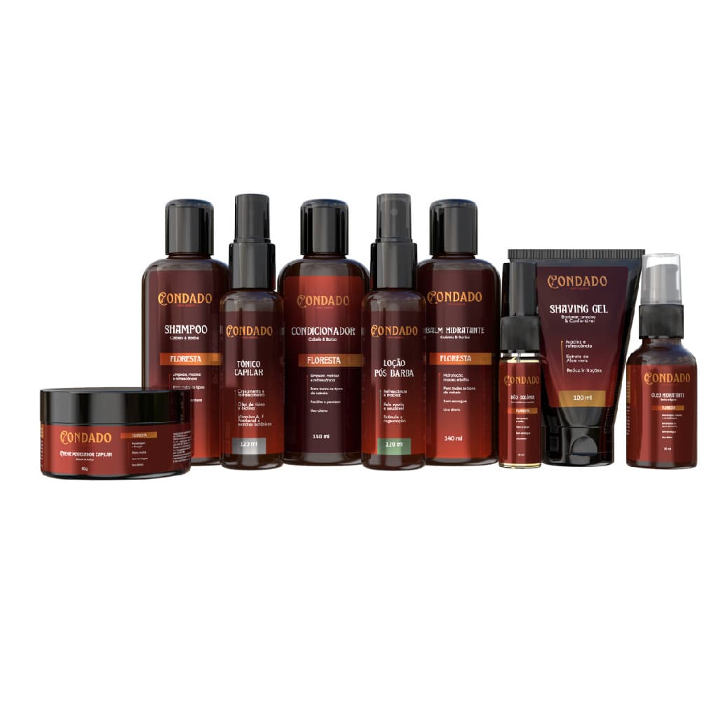 Kit Barba Masculino Floresta Amadeirado Crescimento Antiqueda Hidratação Presente Profissionais
