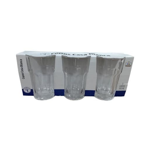 Kit 3 Copos Vidro 350ml Resistentes Versatilidade Design Elegante Bebidas