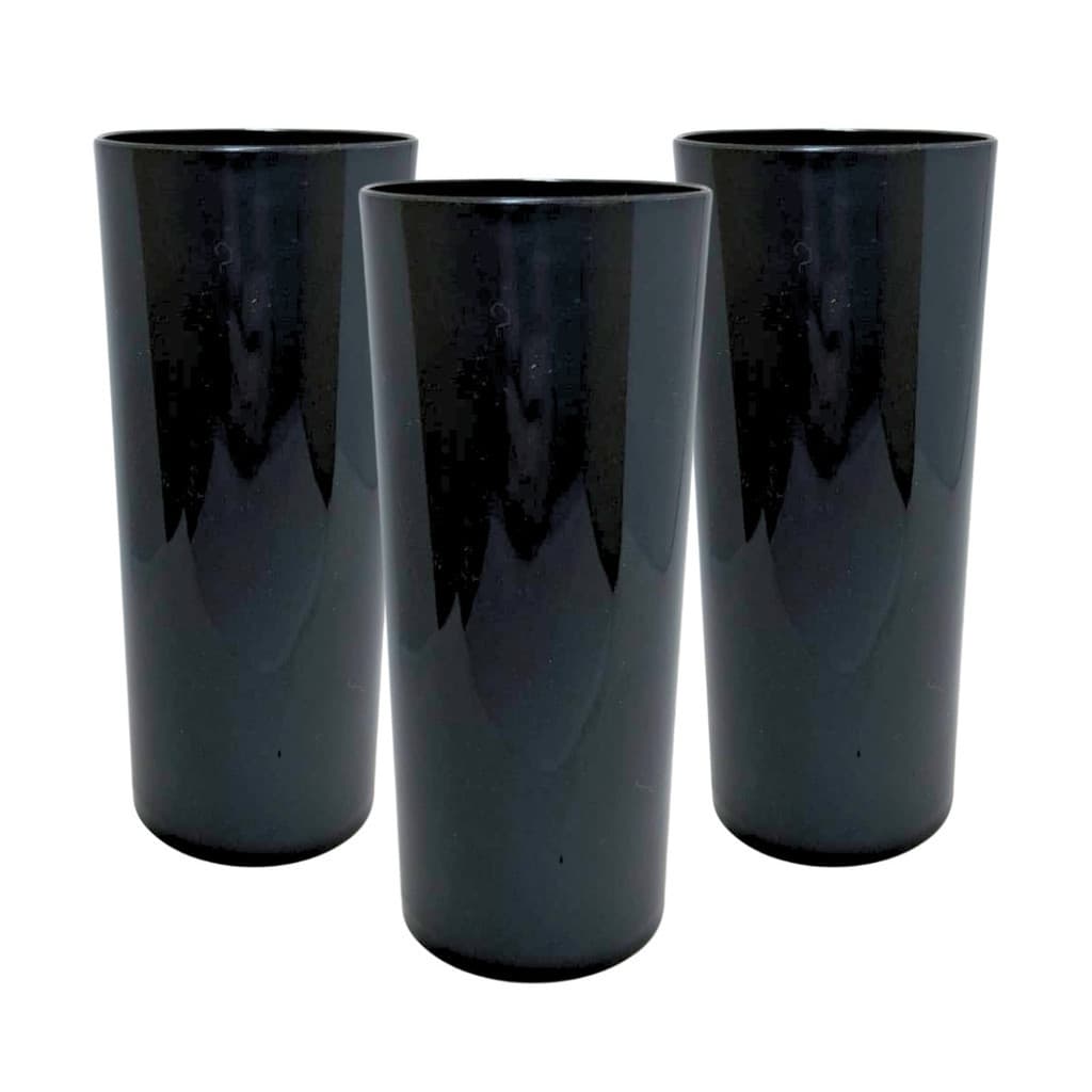 Kit 30-100 Copos Long Drink Sólido Preto De Acrílico 330ml Sofisticado e Pronto para Estampar