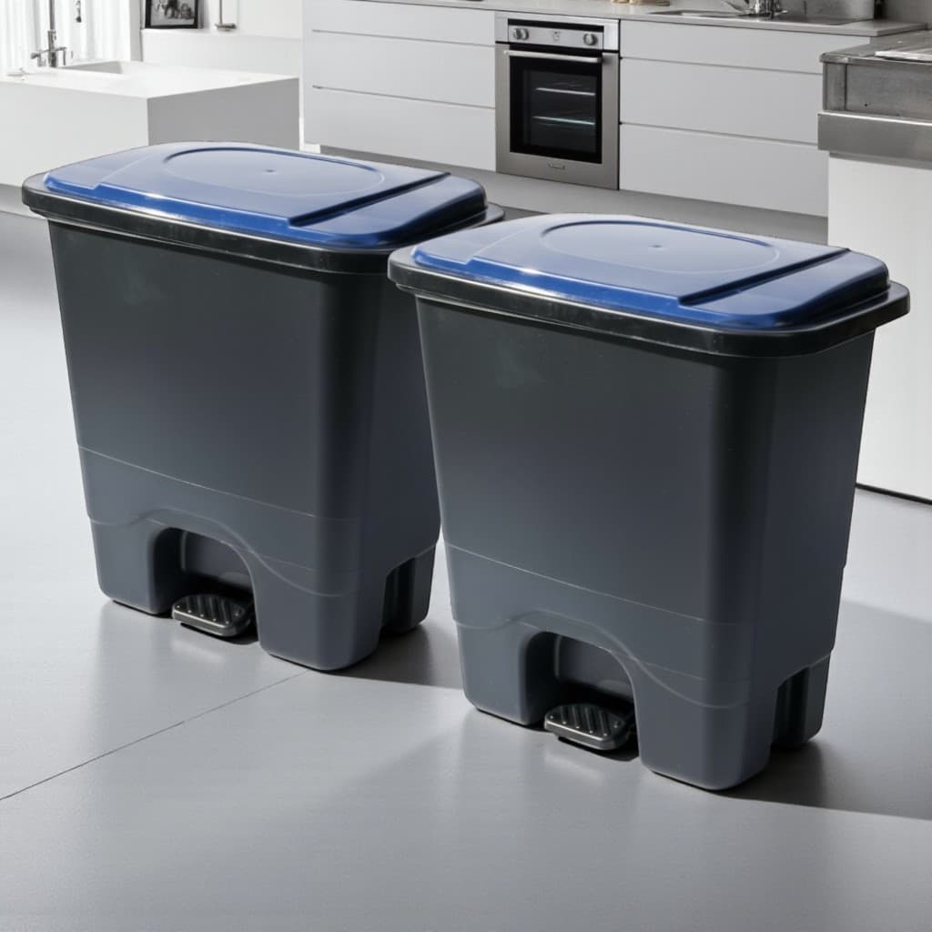 Kit 2 Lixeiras 13L com Pedal Prata – Lixeira Multiuso para Cozinha, Banheiro e Escritório