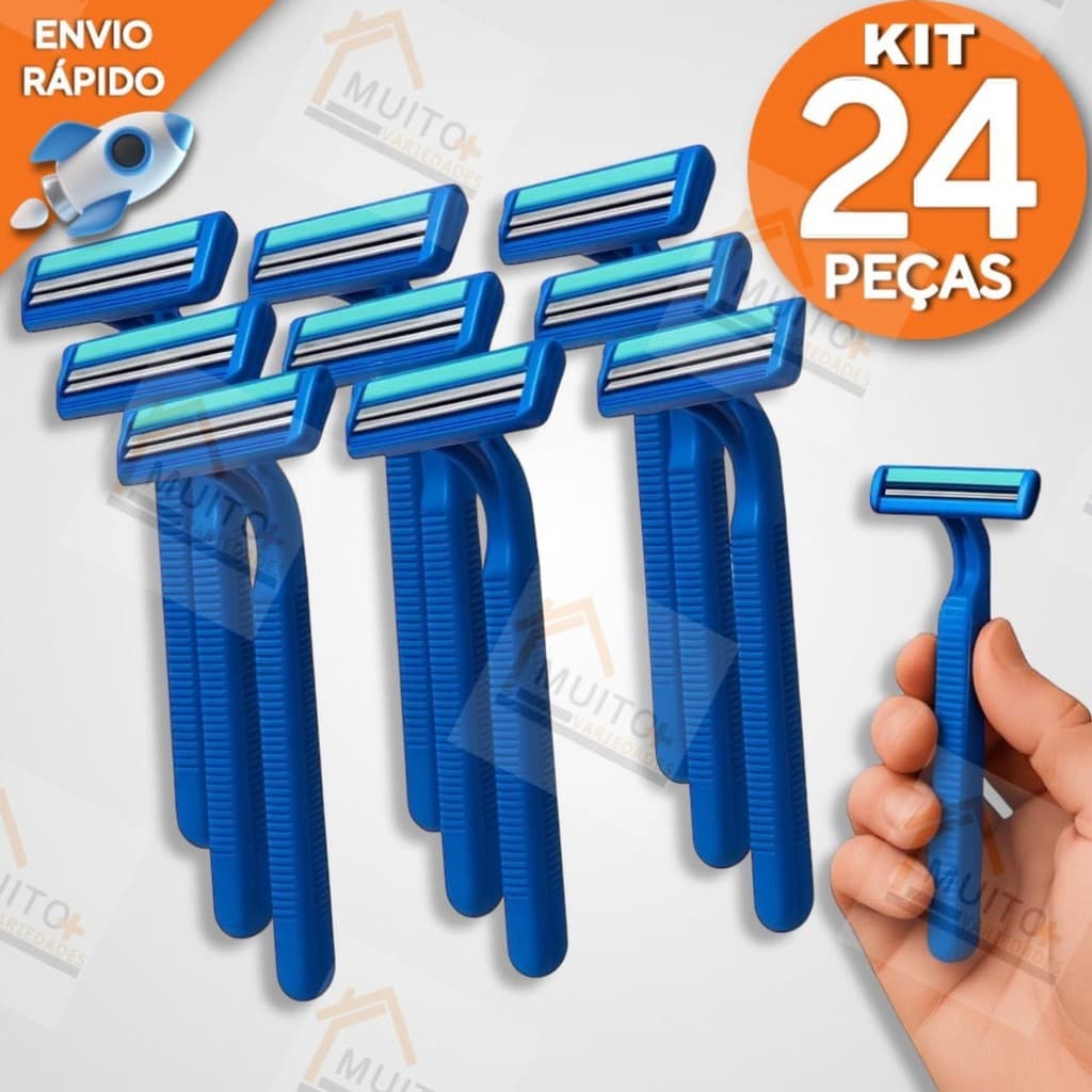 Kit 24 Barbeador Masculino e Feminino Aparelho de Barbear Intimo Descartável com Fita Lubrificante