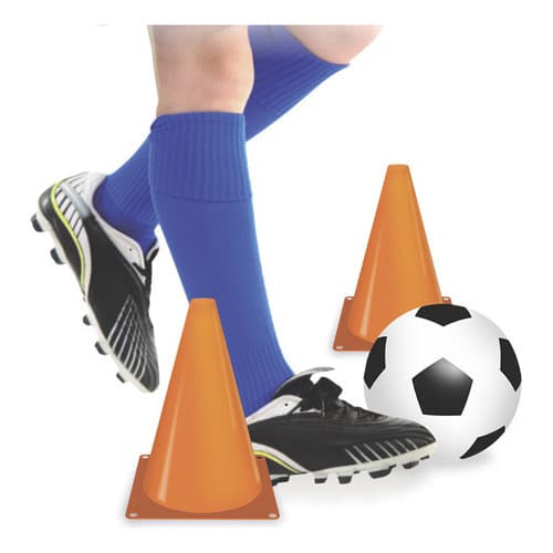 Kit Treino De Futebol 4 Cones 1 Bola Infantil Coordenação Laranja