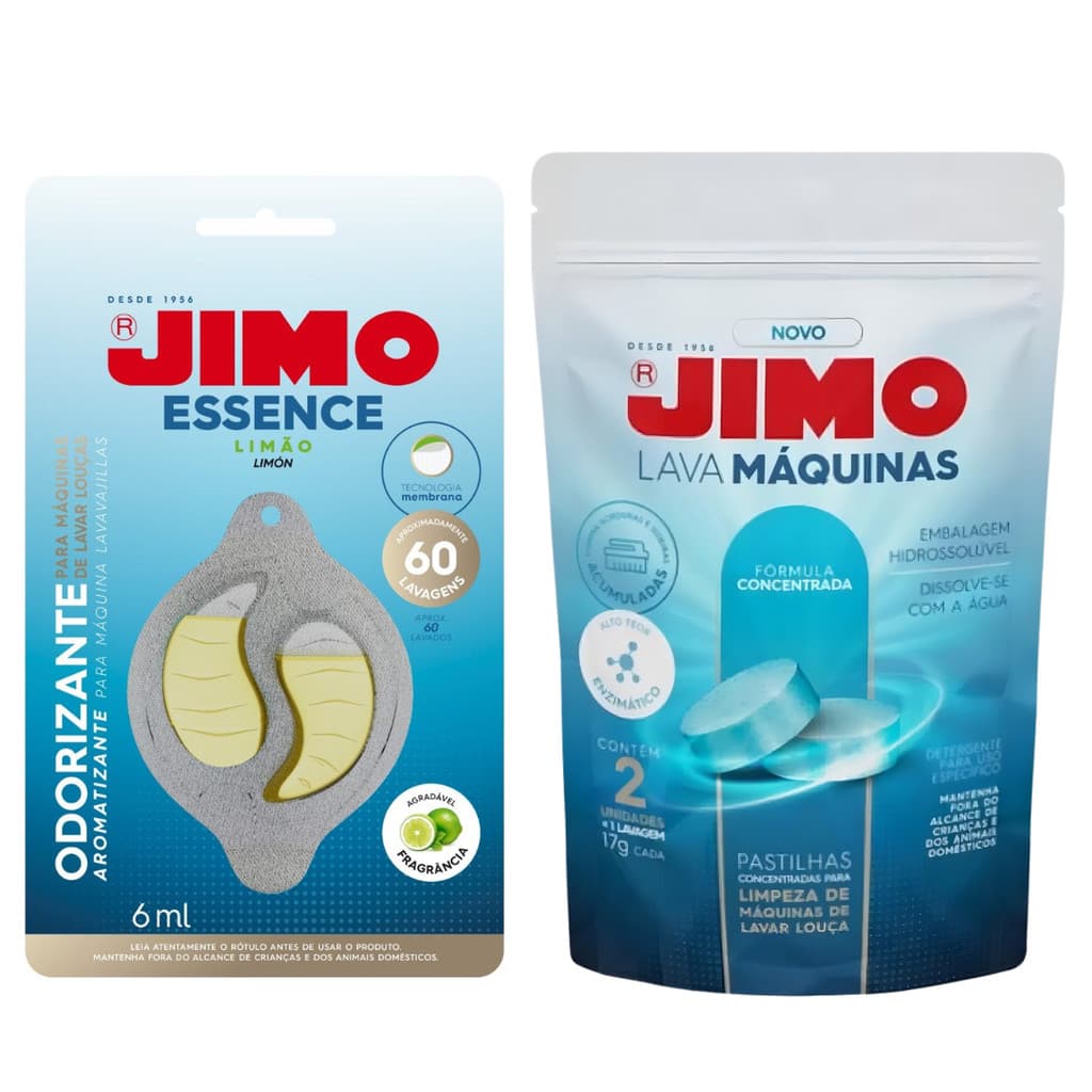 Kit Jimo Pastilha Limpa Lava Louça + Odorizador Essence Limpeza Profunda e Aroma de Limão