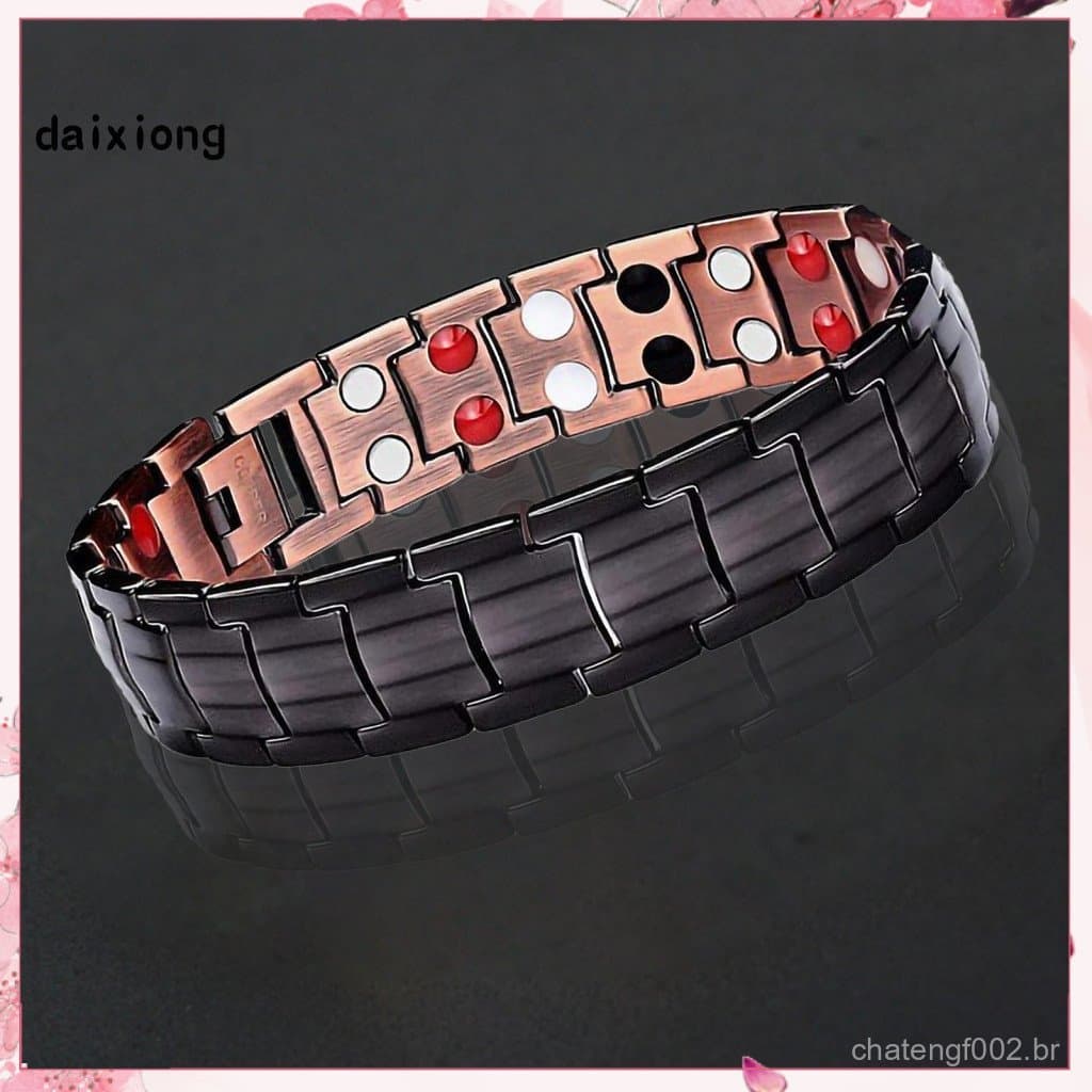 < COD > Pulseira Masculina Magnética De Cobre Puro Durável De Terapia Suave Para Uso Diário