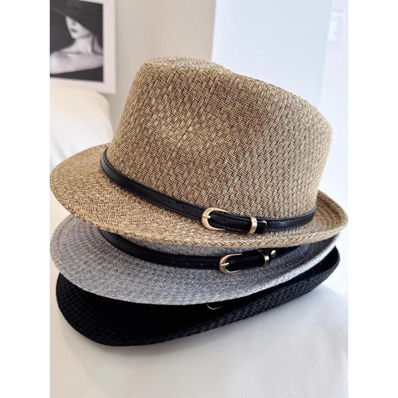 Novo outono inverno chapéu masculino cavalheiro chapéu superior estilo britânico fivela de couro pequena borda Retro Cur