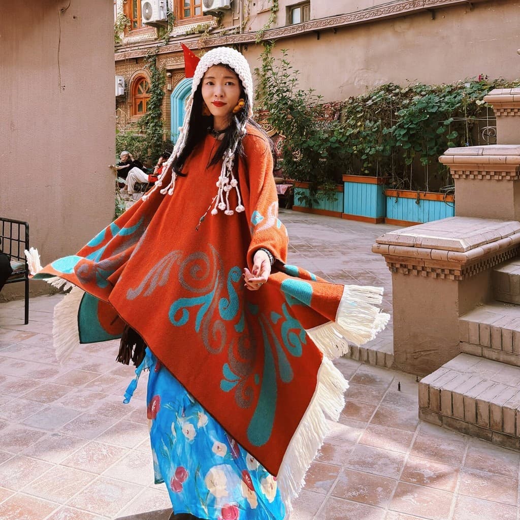 Xinjiang Tibete Nepalês Viagem Feminino Xale Étnico Pulôver Quente Jacquard Decoração Ao Ar Livre Capa