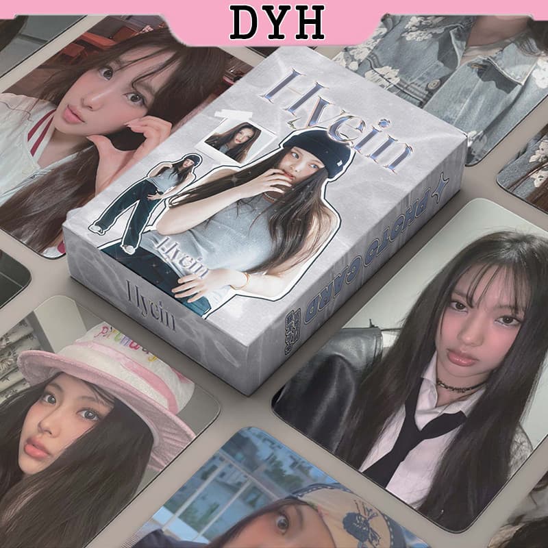 50 peças/caixa NewJeans HYEIN Cartão Fotográfico Holográfico a Laser Cartão LOMO Álbum de Fotos KPOP 5QRH UV5L