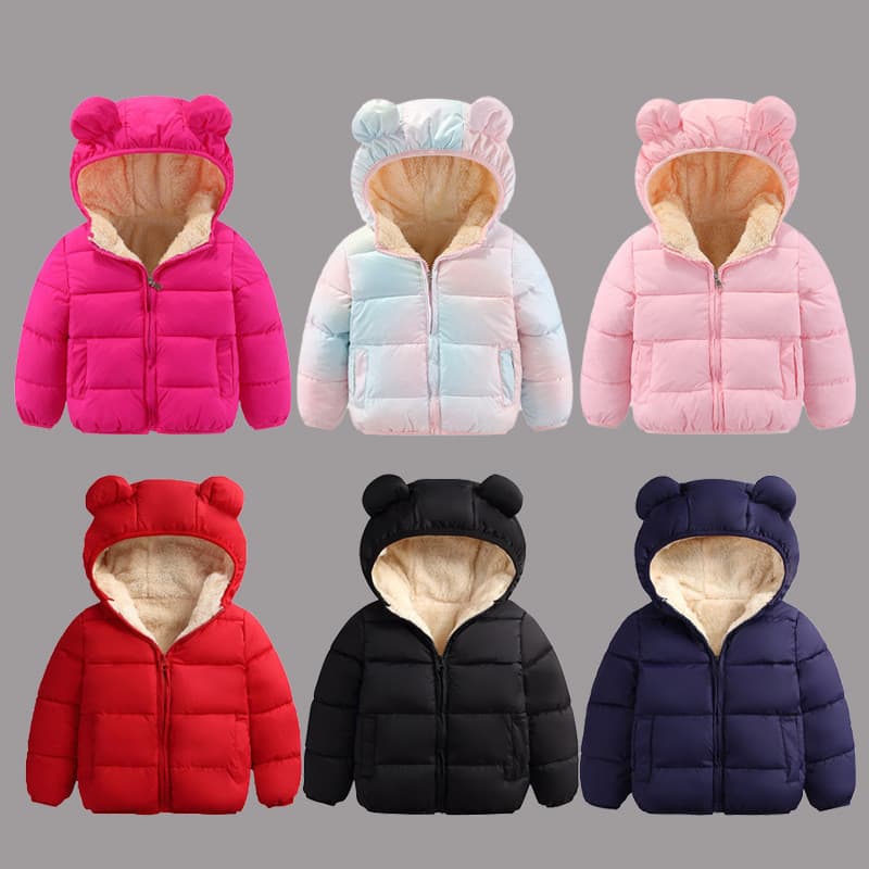 Jaqueta acolchoada de inverno para crianças de 1 a 6 anos, jaqueta acolchoada quente de lã infantil