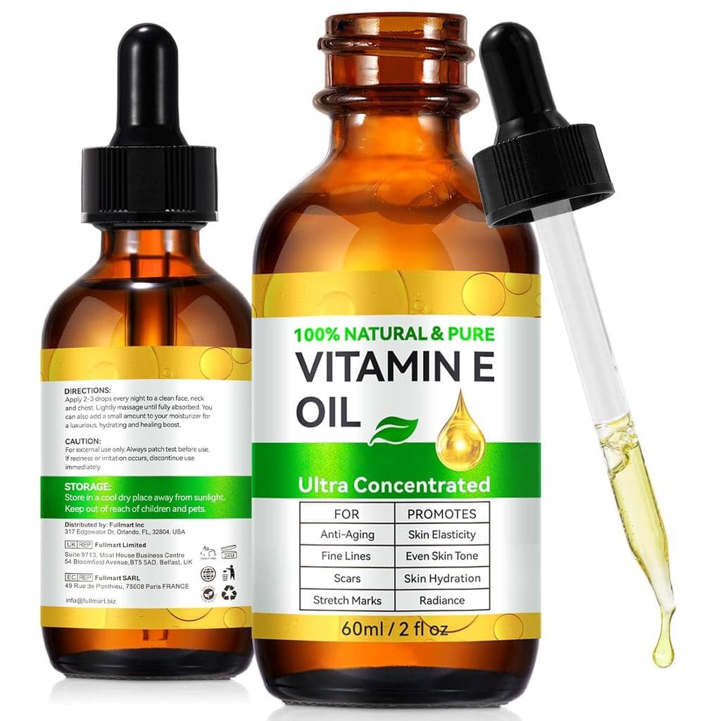 Óleo de Vitamina E Flasture 75.000 IU – 100% vitamina E pura e natural, adequado para pele, rosto, cabelo e cicatrizes –
