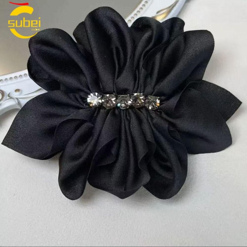 Garra De Cabelo SUBEI , Clipe De Design De Malha Preta , Material De Qualidade De Arco Plissado , Decoração De Strass Tu