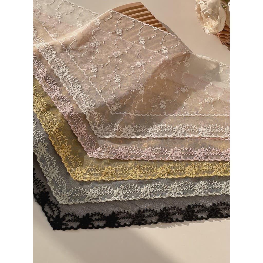 Novo estilo de renda macia triângulo cachecol de alta qualidade elegante feminino bordado cachecol doce Streamer literár