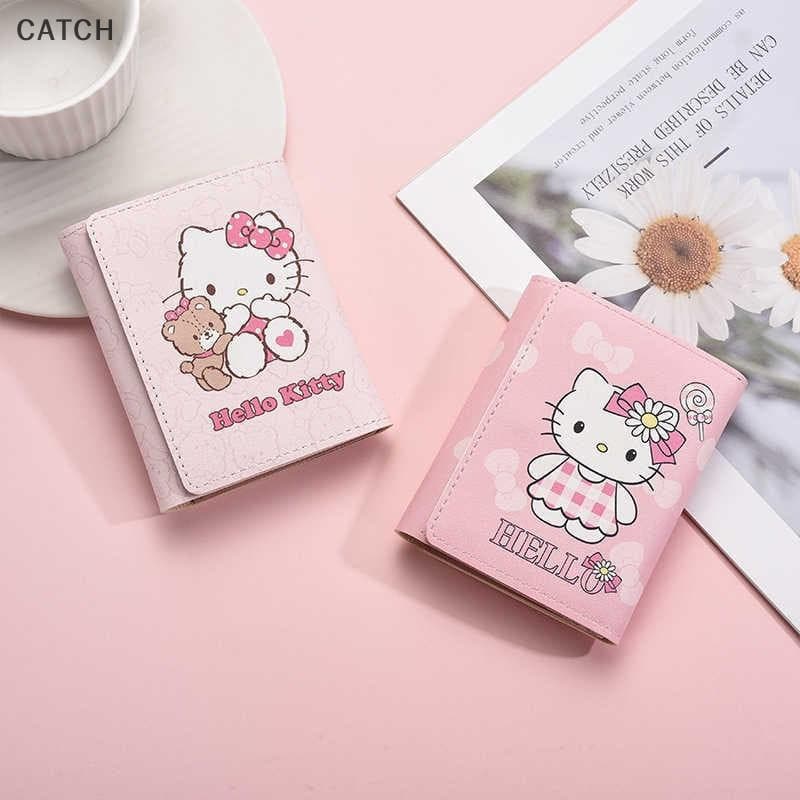 Capture Sanrio Hello Kitty Carteira Feminina Dobrável Com Três Dobras Personalidade Portátil Multifuncional Bolsa De Moe