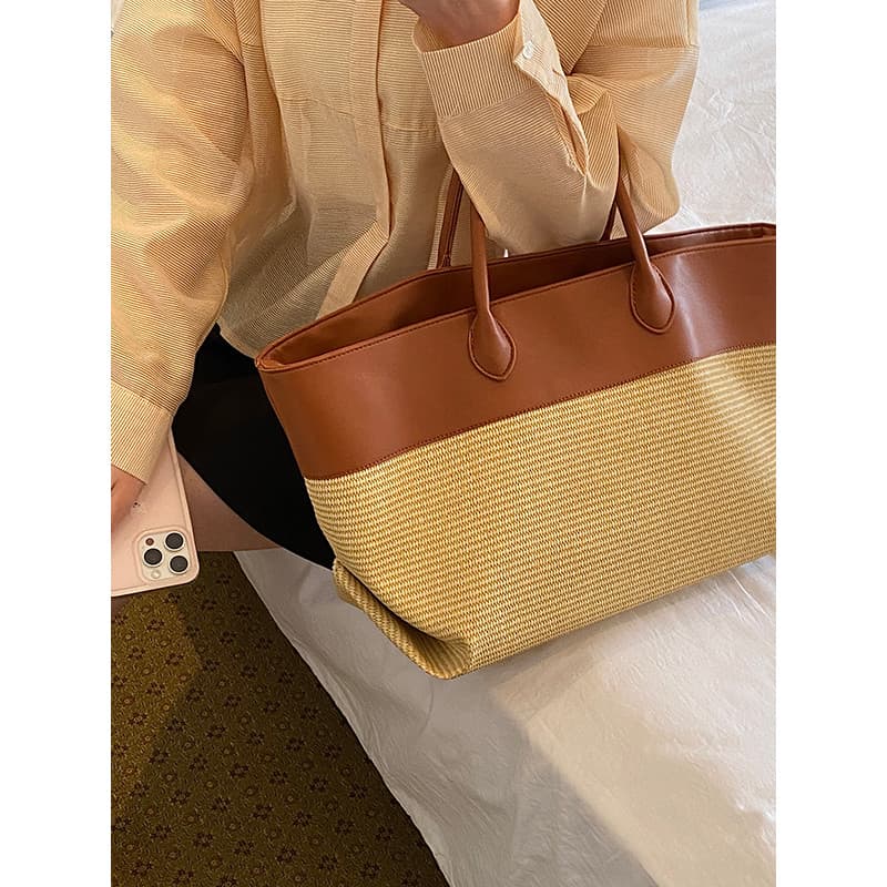Bolsa de tecido retrô francesa, sacola de grande capacidade, moda feminina, bolsa mensageiro de um ombro, simples, High-