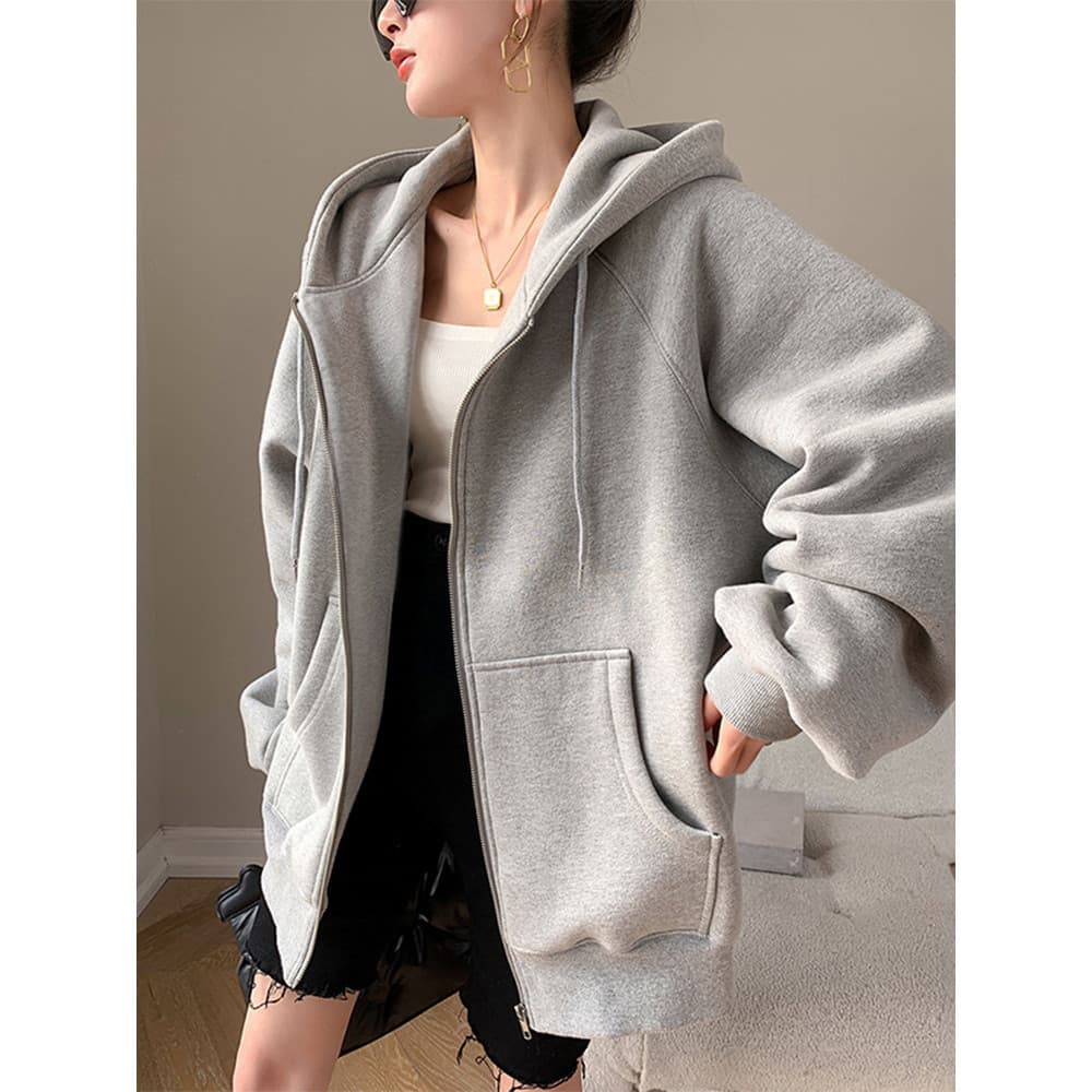 Nova jaqueta com capuz para outono e inverno, casaco de veludo solto, cardigã casual, combinado com laço Jimo, top estil