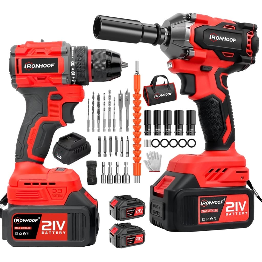 Kit 2 Chave de Impacto Furadeira Parafusadeira a Bateria Brushless Bivolt 110V/220V 4.0Ah