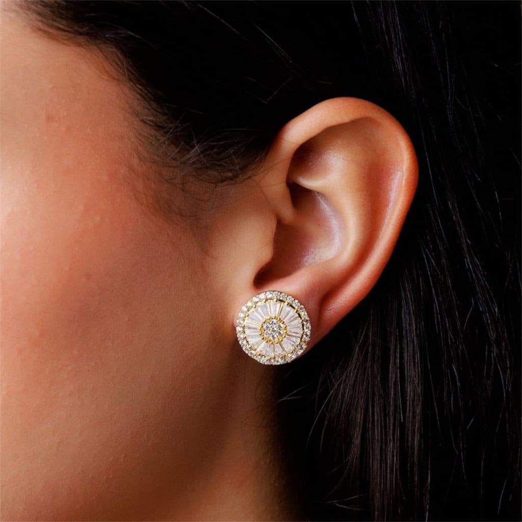 Brinco Pizza Zircônia Cravejado Banhado a Ouro 18k