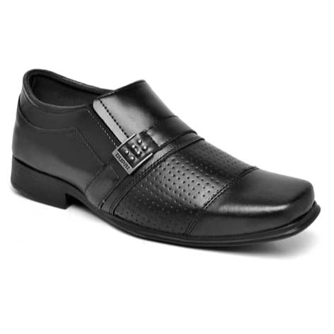 Sapato Social Masculino Preto Fosco Elegante e Confortável com Detalhe em Metal
