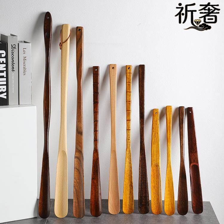 Calçadeira de bambu de madeira, alça estendida, calçadeira de bambu, levantador de sapato, alça de sapato, bomba de sapa
