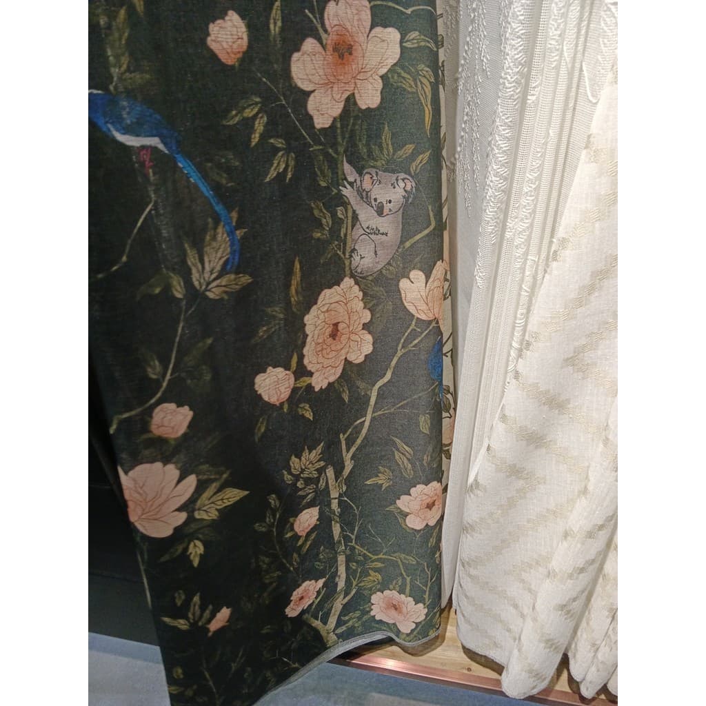 Estilo Retro francês loja decorativa janela tela estudo lazer sala piso cortina chuva orvalho linho jato de tinta verde