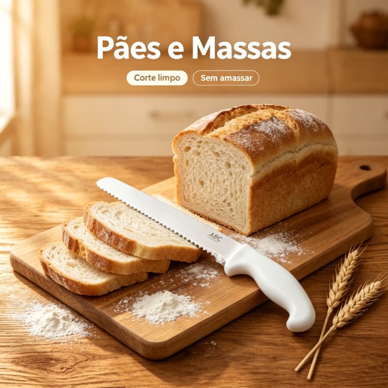 Faca Serrilhada ABC 12 Polegadas Corte Sem Amassar Pão Ideal para Panificação e Presente de Cozinha